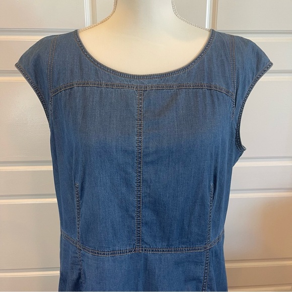 Lafayette 148 New York Chambray Cap Sleeve Dress Size Large - Picture 3 of 14